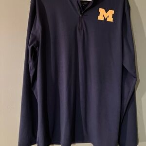 U of M Fanatics Large Half Zip Navy Collegiate Pullover- University of Michigan